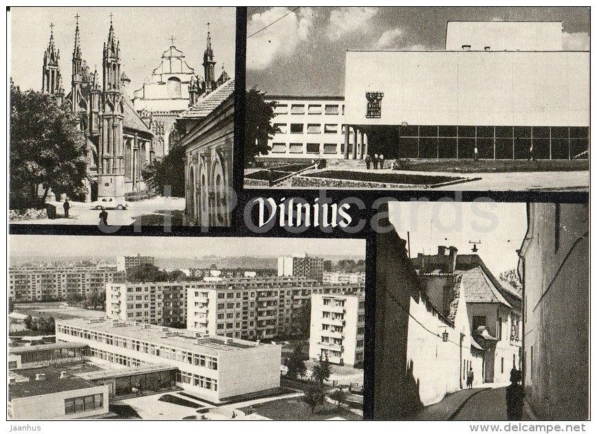 a Gothic Corner -  Palace of Culture of Building Workers - Vilnius - old postcard - Lithuania USSR - unused - JH Postcards