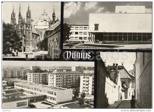 a Gothic Corner -  Palace of Culture of Building Workers - Vilnius - old postcard - Lithuania USSR - unused - JH Postcards