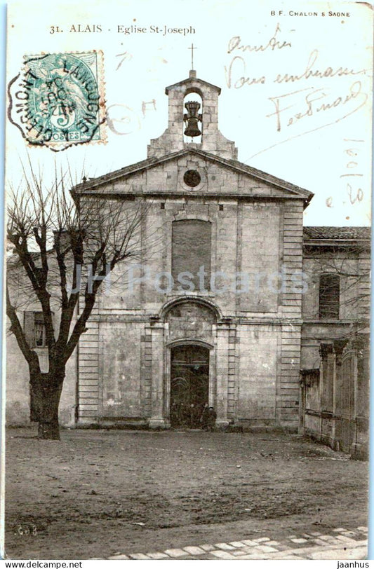 Alais - Eglise St Joseph - church - old postcard - 1904 - France - used - JH Postcards