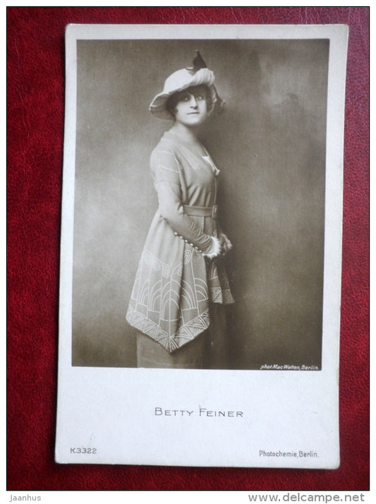 Betty Feiner - movie actress - cinema - K3322 - old postcard - Germany - unused - JH Postcards