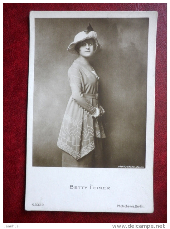 Betty Feiner - movie actress - cinema - K3322 - old postcard - Germany - unused - JH Postcards