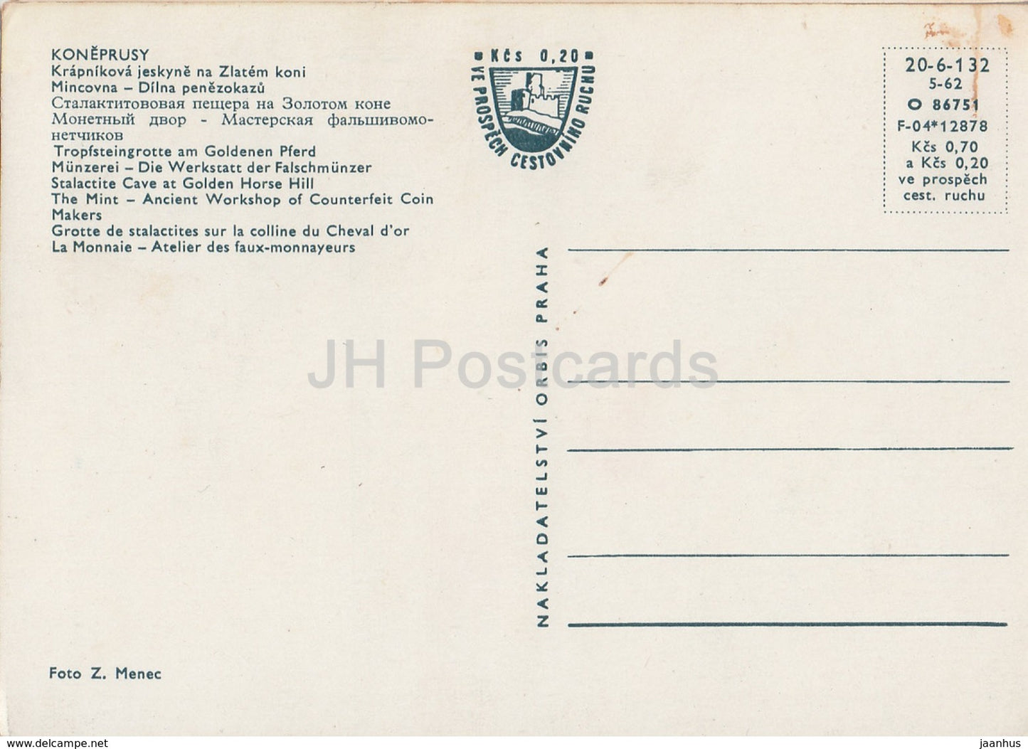 Koneprusy – Stalaktitenhöhle am Golden Horse Hill – Münzstätte – Werkstatt für Falschgeldhersteller – Tschechische Republik – unbenutzt