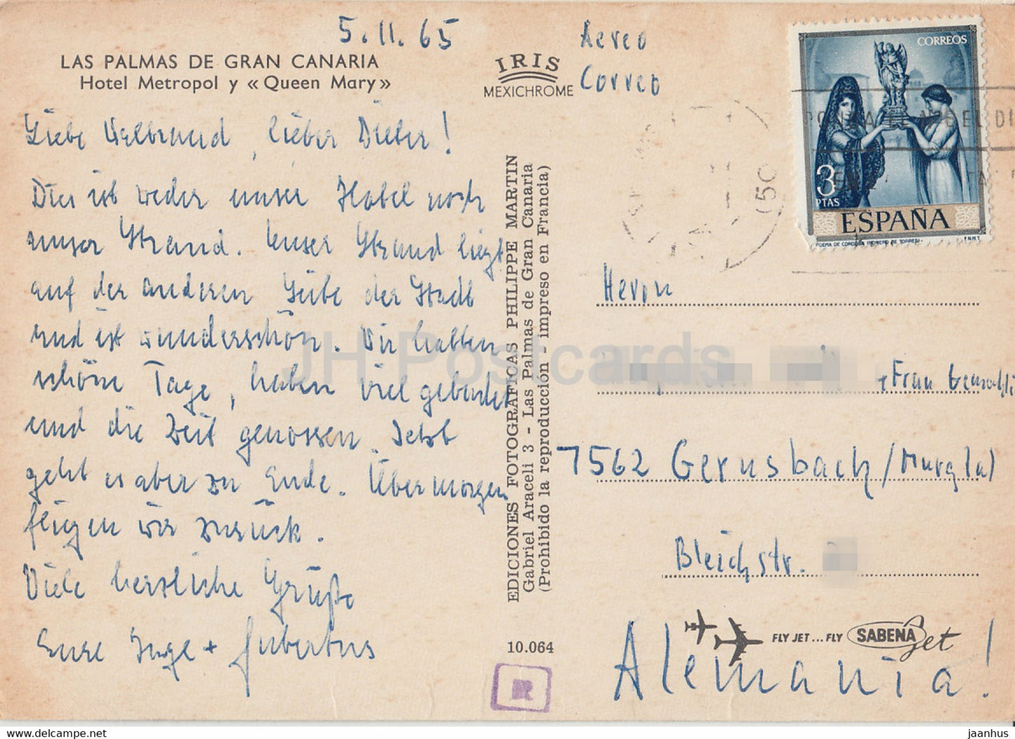 Las Palmas de Gran Canaria – Hotel Metropol y Queen Mary – Schiff – 1965 – Spanien – gebraucht