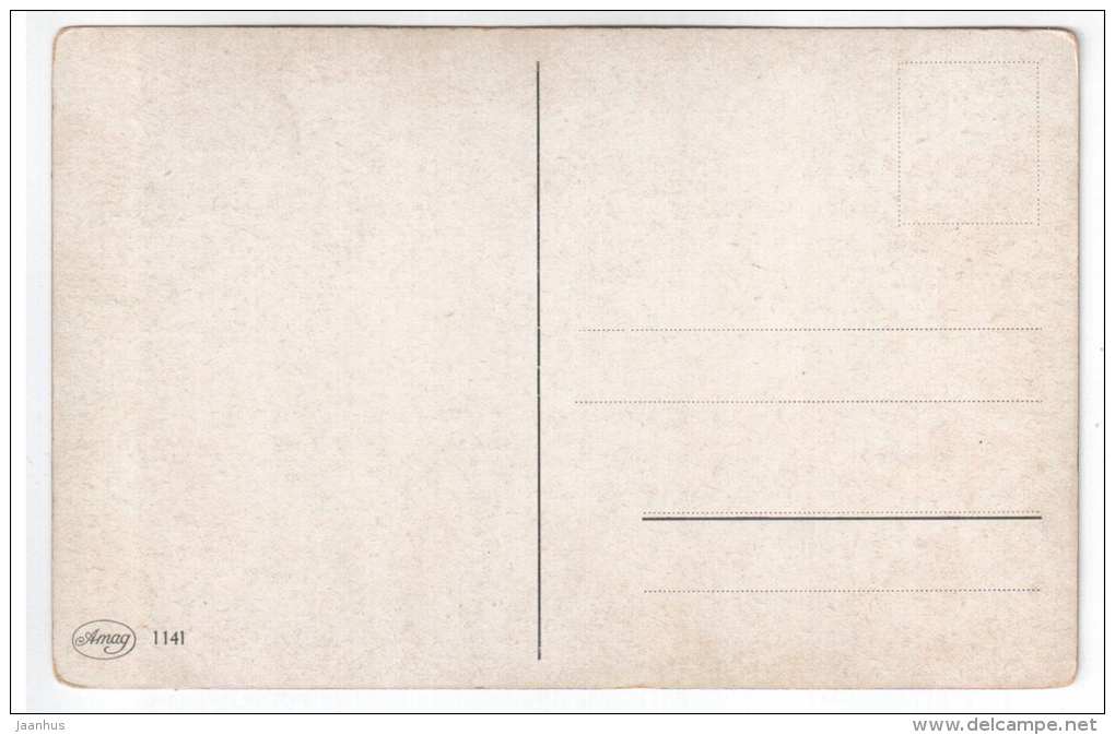 illustration by Fiebiger - lake trees - Amag 1141 - old postcard - unused - JH Postcards