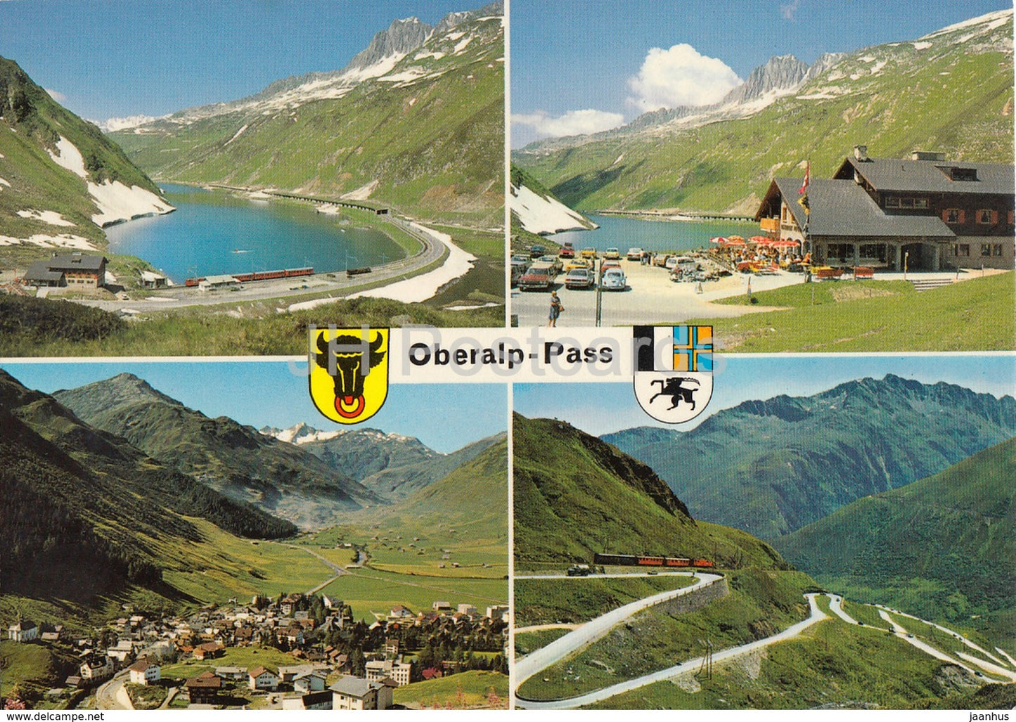 Oberalp Pass - Oberalp Passhohe 2044 m - hotel Piz Calmot - Andermatt - Strasse  multiview - Switzerland - unused - JH Postcards
