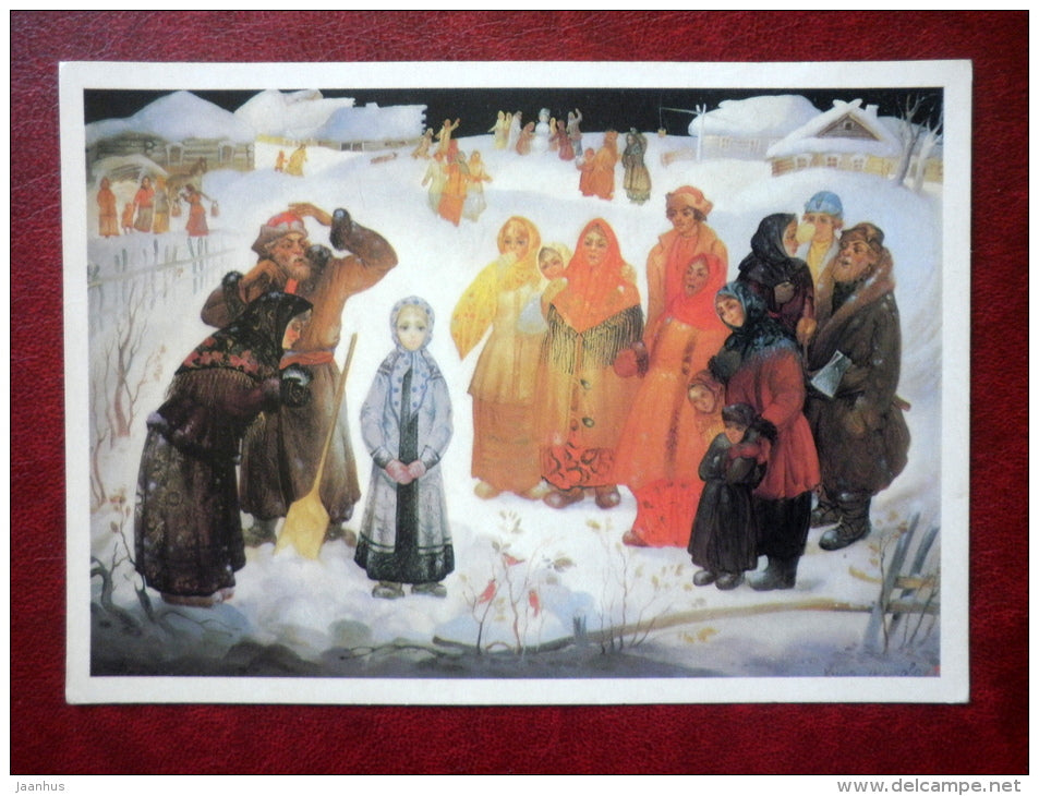 painting by G. Larishev , Snegurochka - russian art - unused - JH Postcards