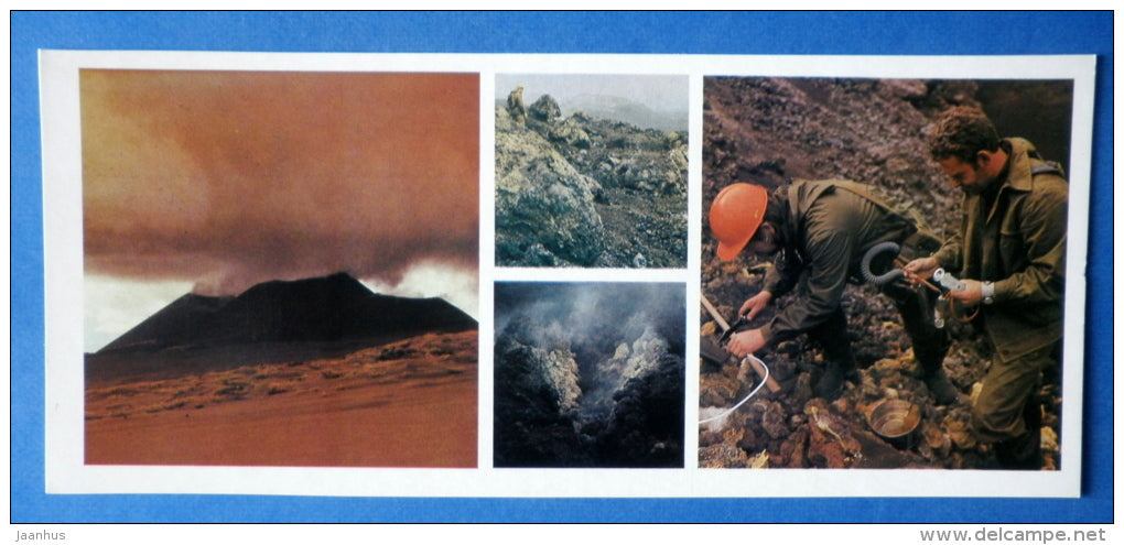 eruption subsided - volcanologists - volcano - Tolbachik is a volcanic complex - Kamchatka - 1978 - Russia USSR - unused - JH Postcards