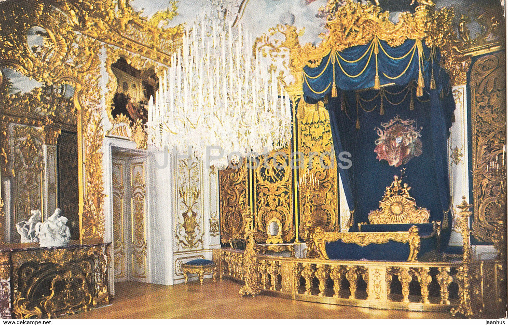 Kgl Schloss Linderhof - Schlafzimmer - castle - 433 - old postcard - Germany - unused - JH Postcards