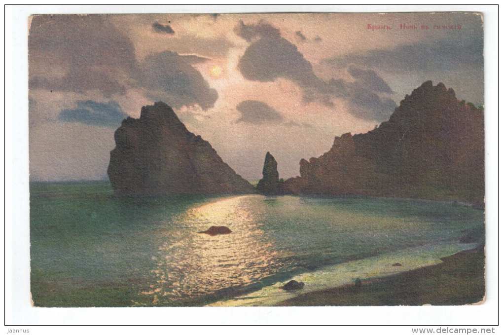 Night in Simeiz - Crimea - Krym - 167 - sent to Estonia in 1911 - Tsarist Russia Ukraine - used - JH Postcards