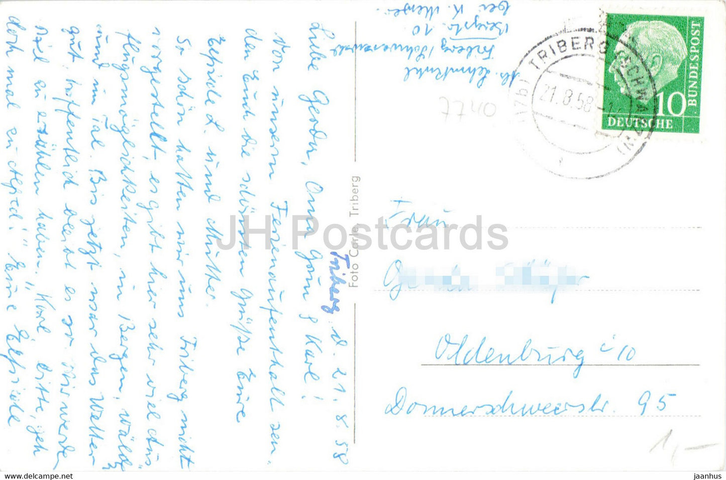 Grusse aus Triberg im Schwarzwald - Wallfahrtskirche - Schwimmbad - Wasserfalle - old postcard - 1958 - Germany - used