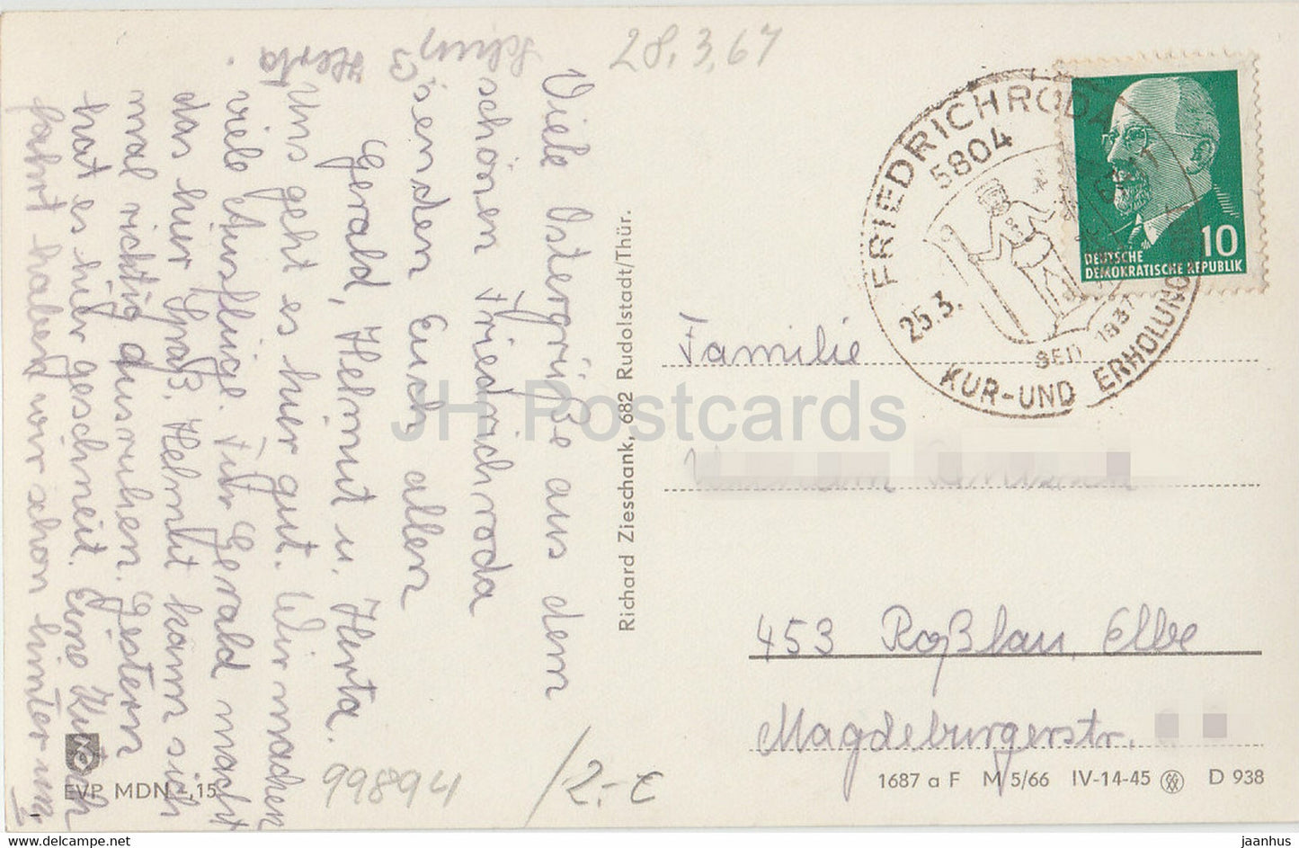 Luftkurort Friedrichroda - Thur Wald - 1964 - Germany DDR - used