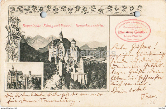 Bayerische Konigsschlosser - Neuschwanstein - castle - old postcard - Germany - used - JH Postcards