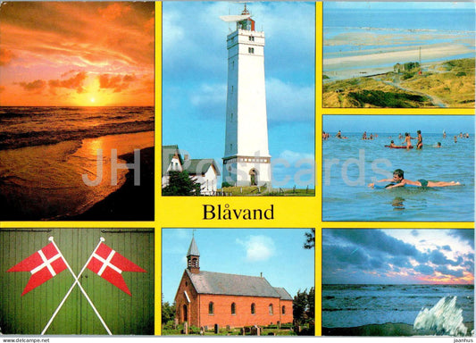 Blavand - lighthouse - beach - multiview - 1997 - Denmark - used - JH Postcards