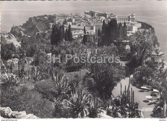 Le Jardin Exotique et le Rocher de Monaco - old postcard - 1953 - Monaco - used - JH Postcards