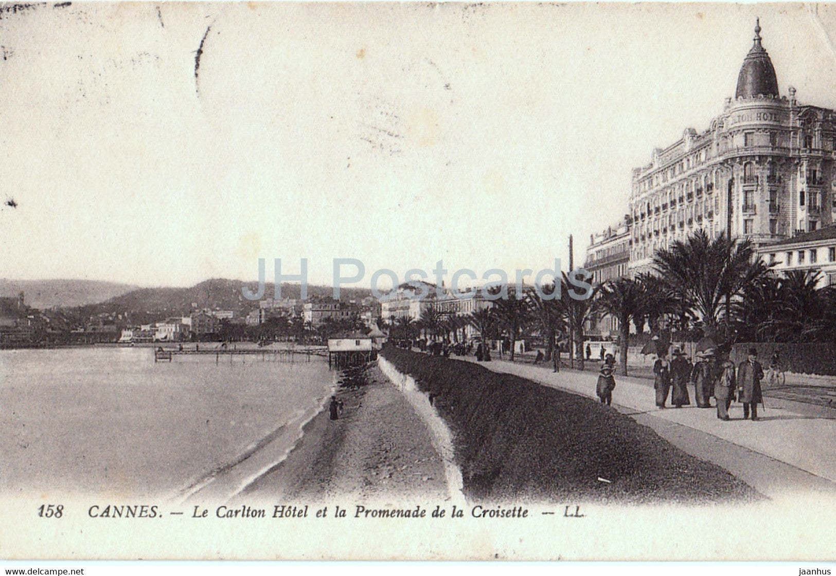 Cannes - Le Carlton Hotel et la Promenade de la Croisette - 158 - old postcard - 1912 - France - used - JH Postcards