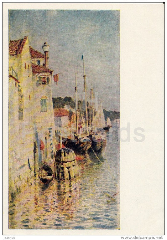 painting by V. Polenov - Venice - Venezia , 1896 - sailing boat - sea - Russian art - 1966 - Russia USSR - unused - JH Postcards