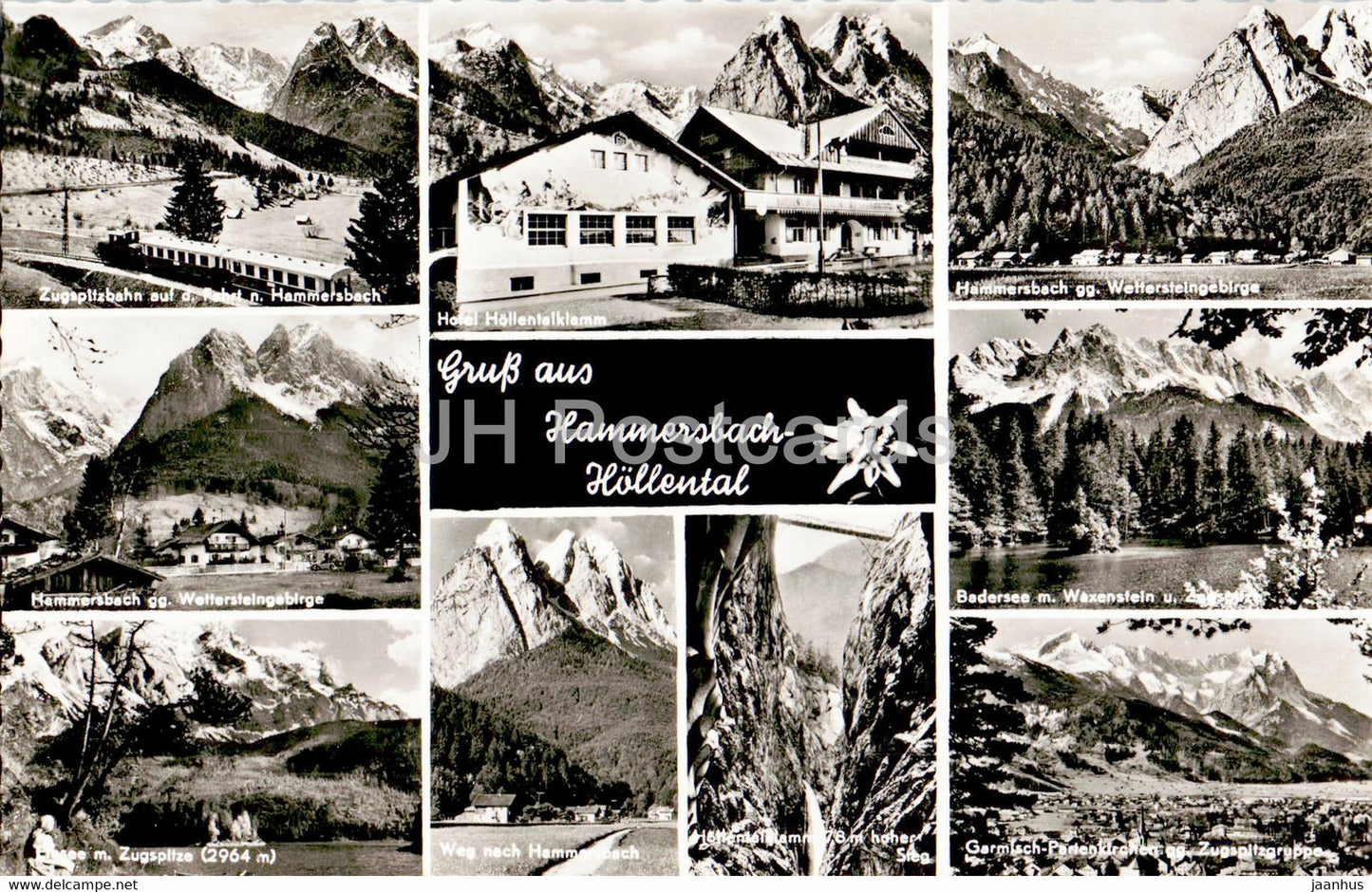 Gruss aus Hammersbach Hollental - train - hotel Hollentalklamm - old postcard - Germany - unused - JH Postcards
