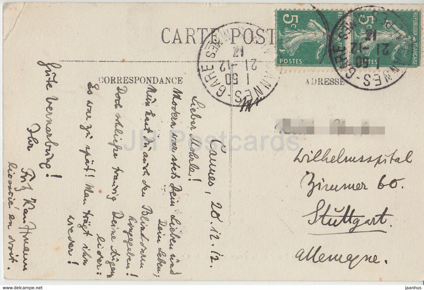 Cannes - Le Carlton Hotel et la Promenade de la Croisette - 158 - old postcard - 1912 - France - used