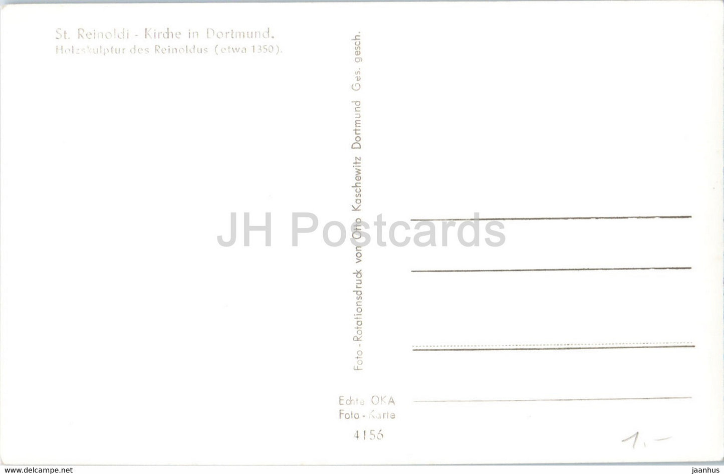 Dortmund - St Reinoldi Kirche - Holzskulptur des Reinoldus - carte postale ancienne - Allemagne - inutilisée