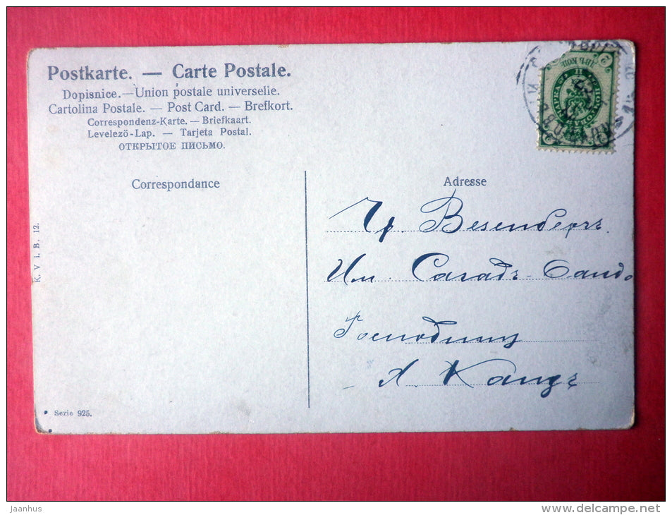 christmas greeting card - children - gifts - angel - serie 925 - circulated in Imperial Russia Estonia 1910s - JH Postcards