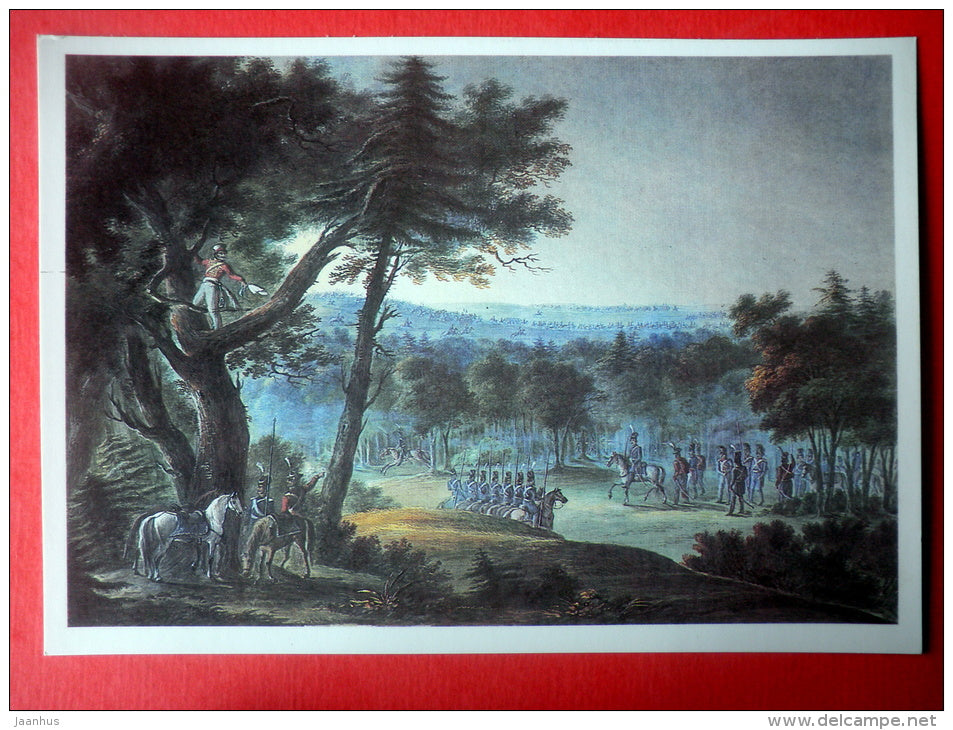 Painting by F. Rubo - Important discovery of Partisan Seslavin - Borodino Battle of 1812 - 1987 - Russia USSR - unused - JH Postcards