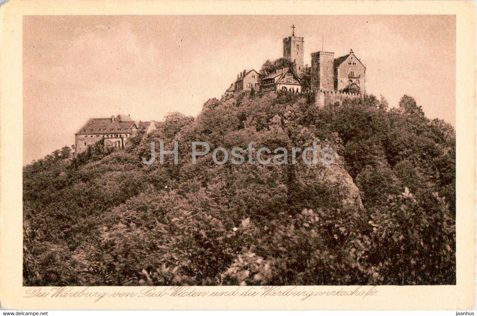 Die Wartburg von Sud Westen und die Wartburgwirtschaft - old postcard - Germany - unused - JH Postcards