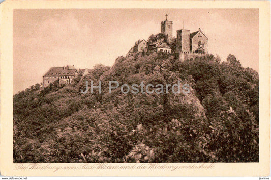Die Wartburg von Sud Westen und die Wartburgwirtschaft - old postcard - Germany - unused - JH Postcards