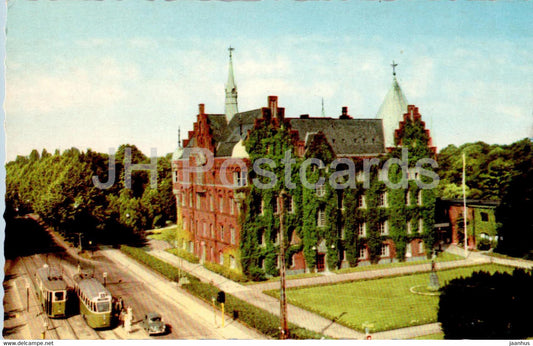 Malmo - Stadsbiblioteket i Slottsparken - tram - library - 216 - old postcard - Sweden - unused - JH Postcards