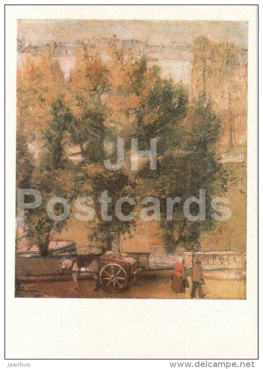 painting by A. Johani - Landscape with Horse , 1937 - Paris motives - estonian art - unused - JH Postcards