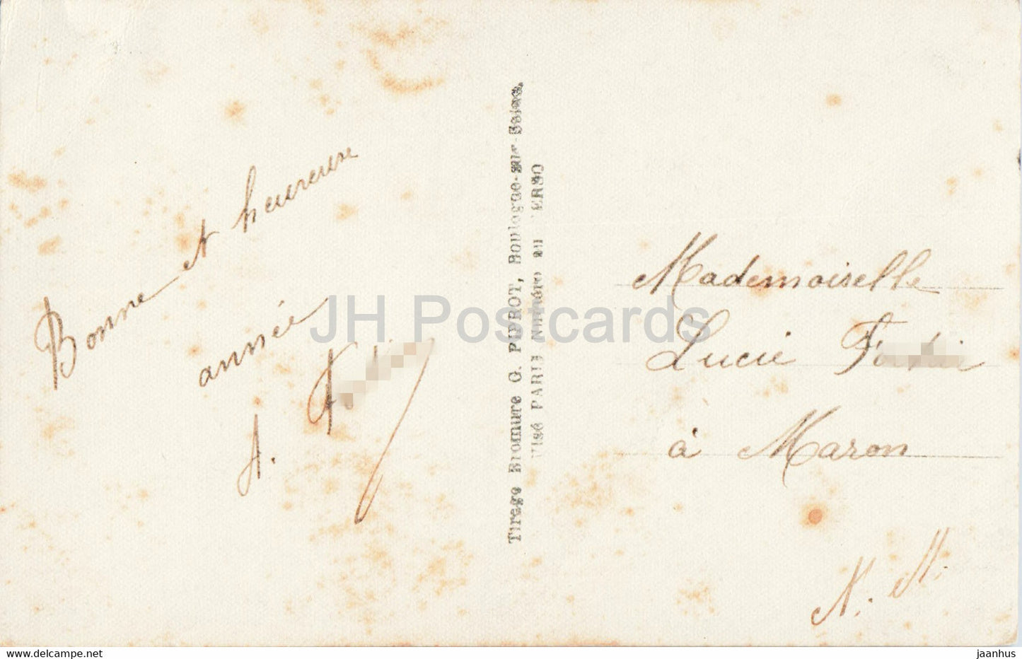 Neujahrsgrußkarte – Bonne Annee – Mes Plus tendres souhaits – Frau – DIX 249 – alte Postkarte – Frankreich – gebraucht