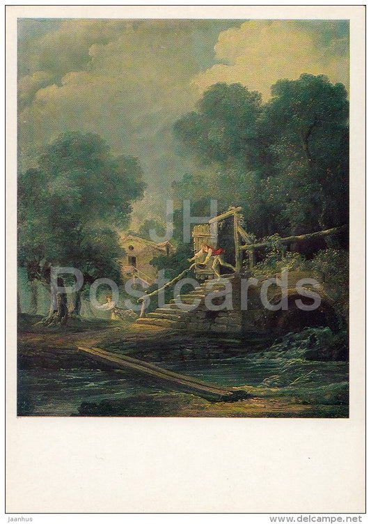 painting by Hubert Robert - Flight , 1780s - French art - 1981 - Russia USSR - unused - JH Postcards