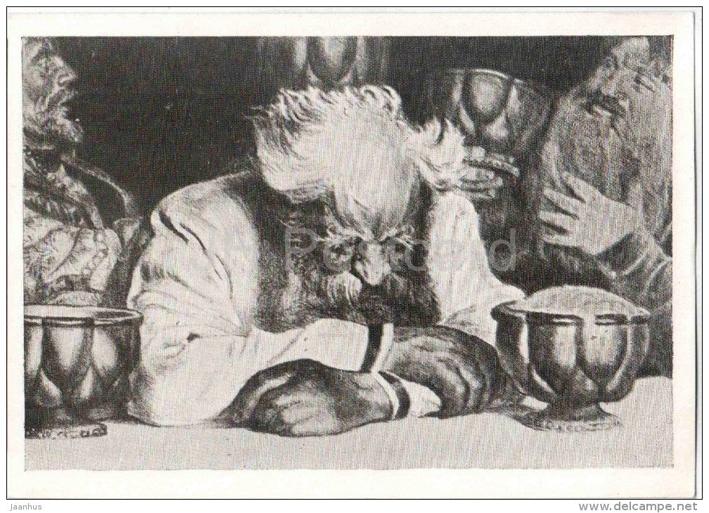 illustration by E. Kibrik - Mikhailo Danilovich , Bylina - feast - 1959 - Russiaa USSR - unused - JH Postcards