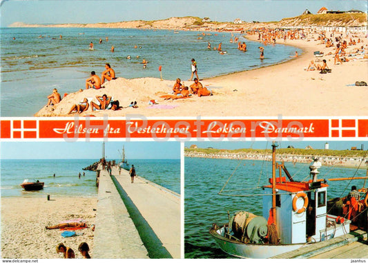 Lokken Strand - beach - boat - multiview - 476 - 1991 - Denmark - used - JH Postcards