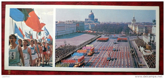 Leningrad - St. Petersburg - a sports parade on the Palace Square - 1980 - Russia - USSR - unused - JH Postcards