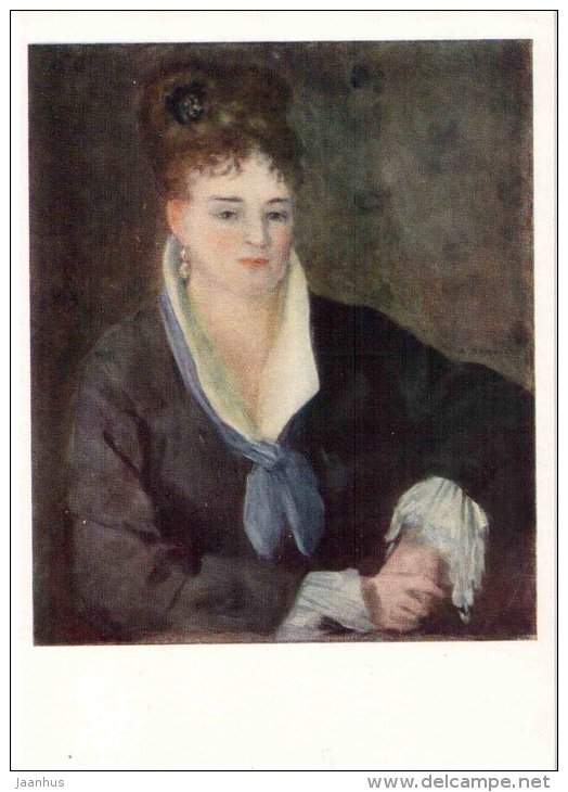 painting by Pierre-Auguste Renoir - 1 - Lady in Black - woman - french art - unused - JH Postcards