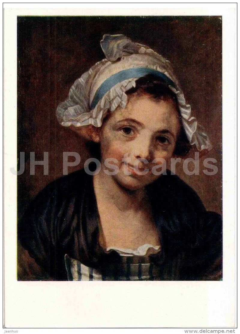 painting by Jean-Baptiste Greuze - Girl in a Cap - Russian art - 1959 - Russia USSR - unused - JH Postcards