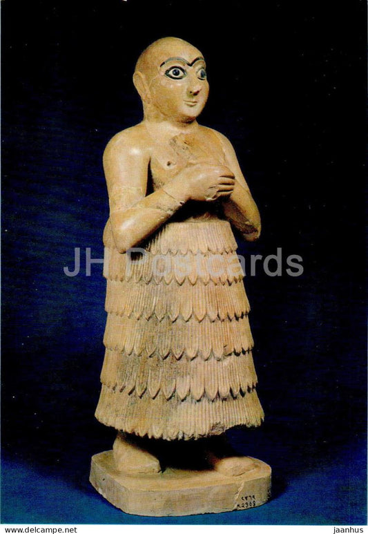 Alabaster statue of a Worshipper - 49 - Sumerian art - ancient art - ancient world - Japan - unused - JH Postcards