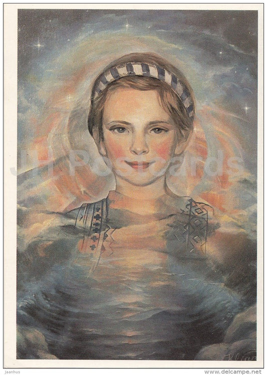 painting by A. Kiljan - Girl - 1993 - Miss Estonia 1994 card - Estonian art - Estonia - unused - JH Postcards