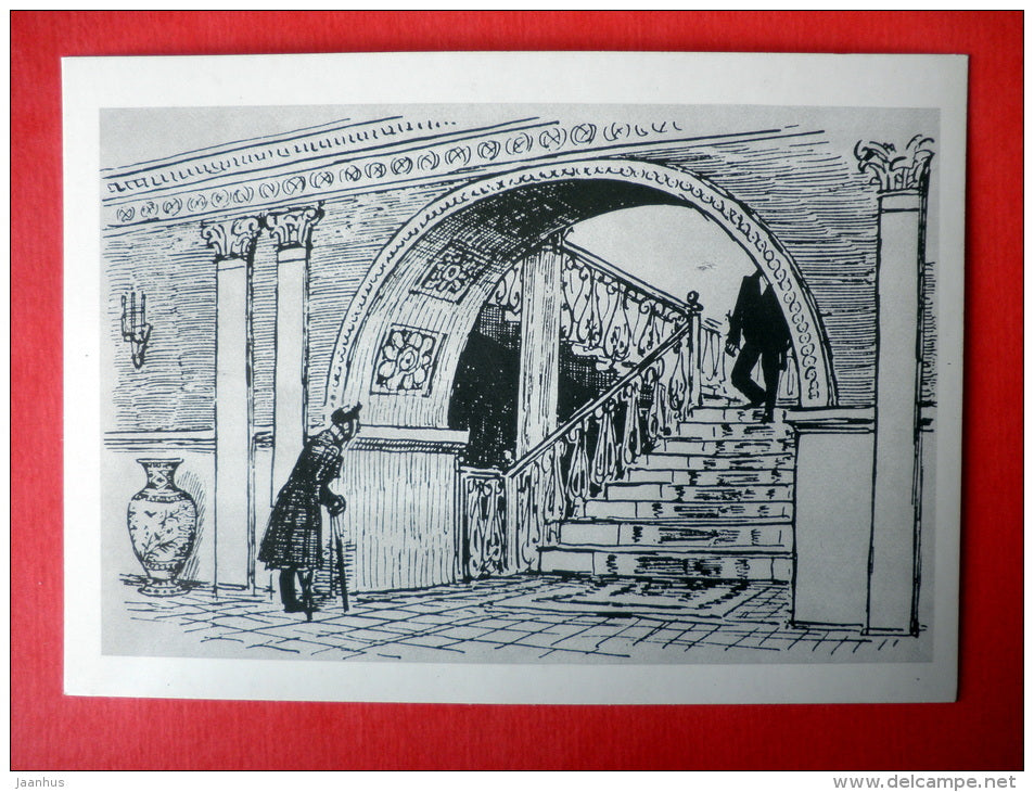 illustration by A. Laptyev - Captain Kopeikin - Dead Souls by N. Gogol - 1978 - USSR Russia - unused - JH Postcards