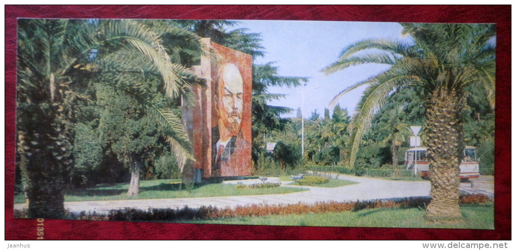 stela dedicated to 60 years of Lenin`s Decree on Resorts - Sochi - 1983 - Russia USSR - unused - JH Postcards