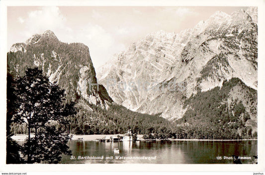 St Bartholoma mit Watzmannostwand - old postcard - 1952 - Germany - used - JH Postcards
