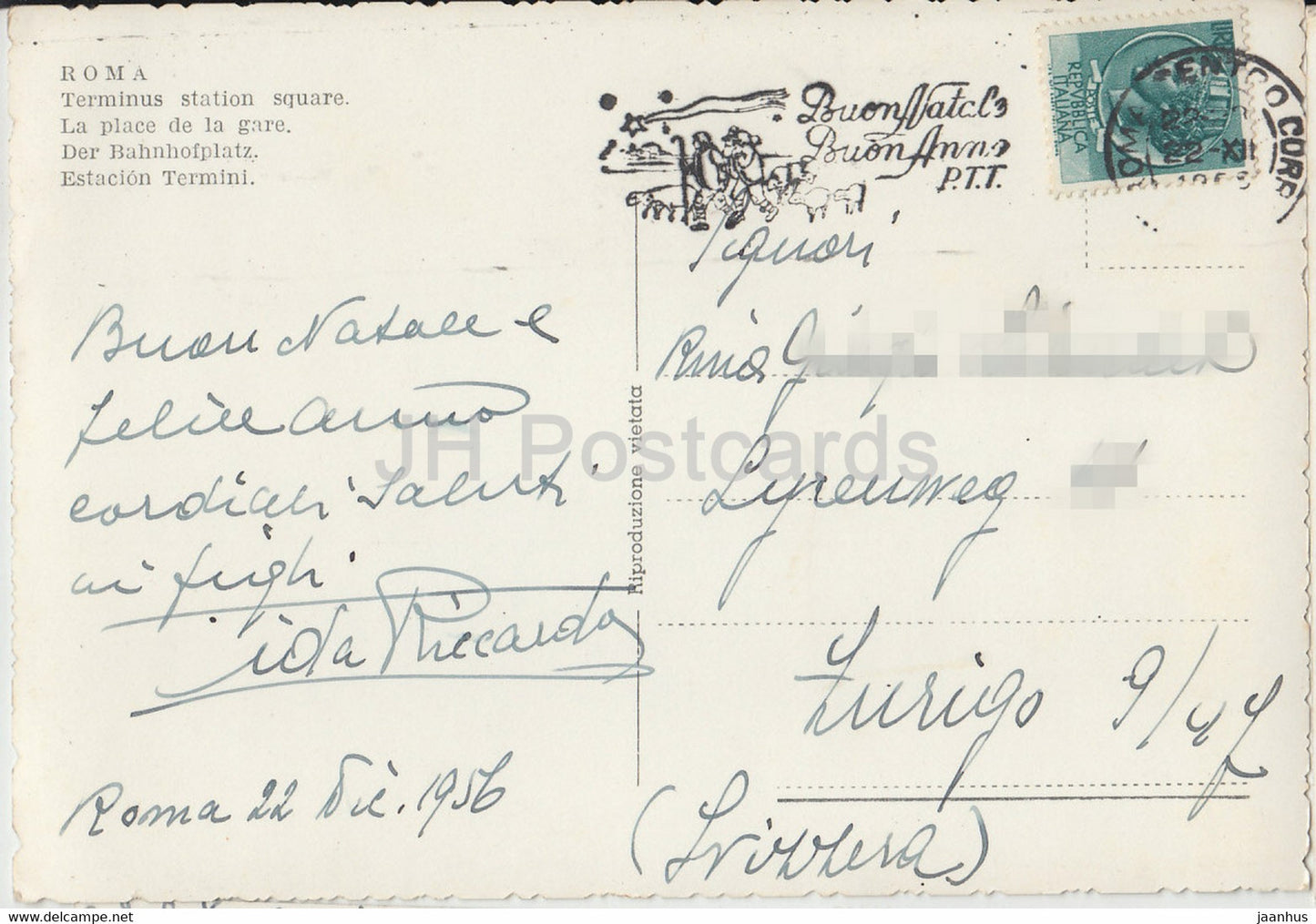 Roma - Rom - Stazioni Termini - Bahnhofsplatz Terminus - alte Postkarte - 1956 - Italien - gebraucht