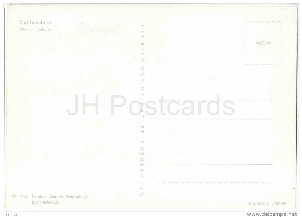 Blick zur Festhalle - Bad Brambach - 1472 - Germany - DDR - unused - JH Postcards