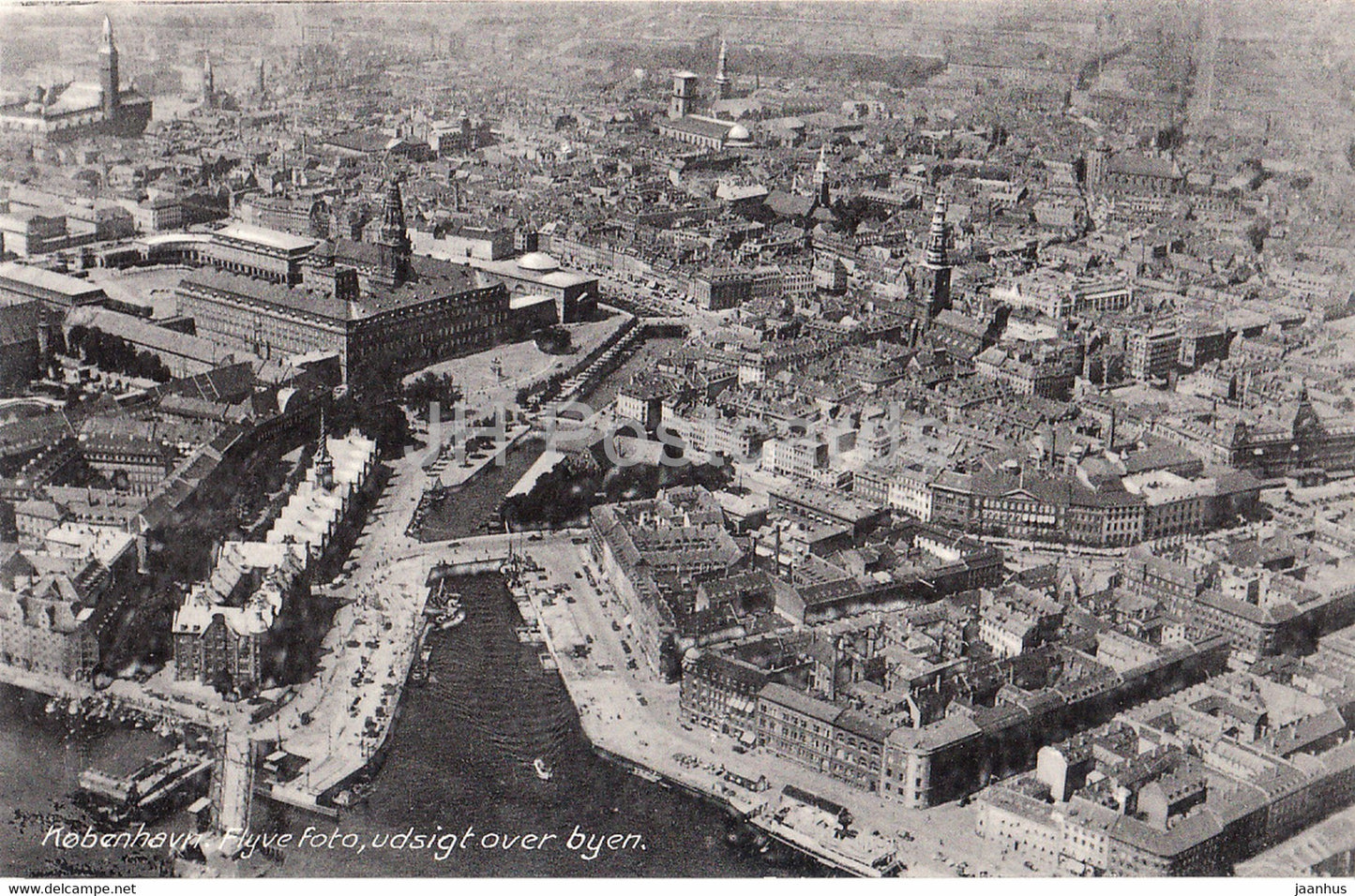 Copenhagen - Kobenhavn - Flyve Foto - udsigt over byen - old postcard - Denmark - unused - JH Postcards