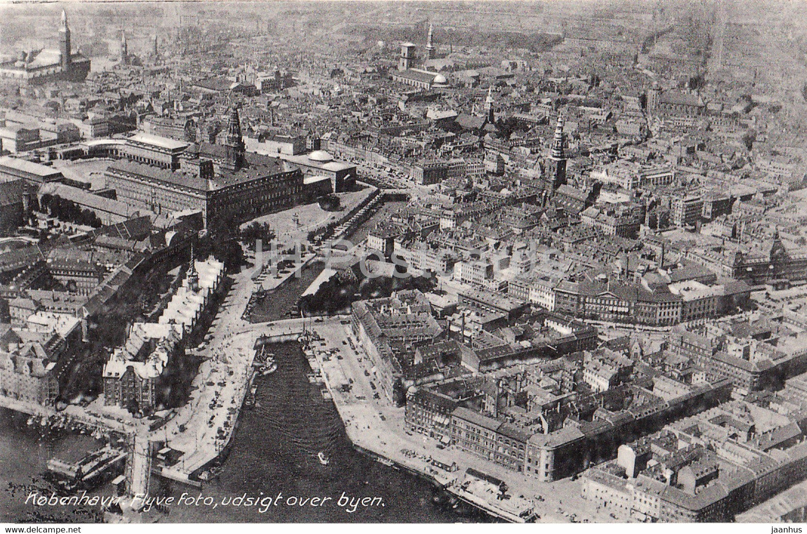 Copenhagen - Kobenhavn - Flyve Foto - udsigt over byen - old postcard - Denmark - unused - JH Postcards