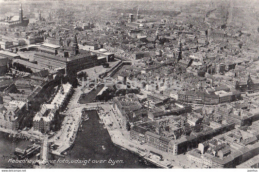 Copenhagen - Kobenhavn - Flyve Foto - udsigt over byen - old postcard - Denmark - unused - JH Postcards