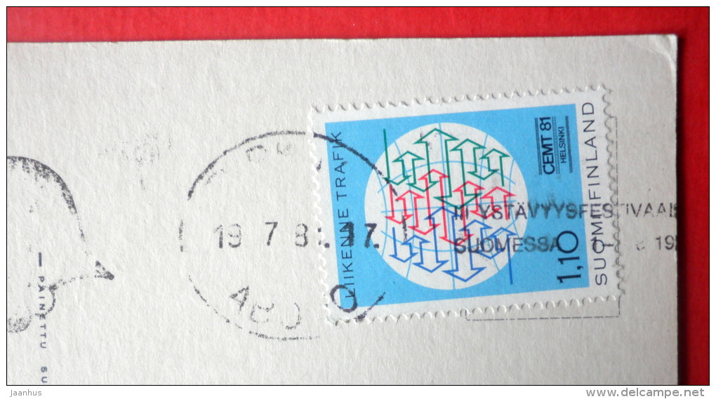 illustration by Sarah Kay - girl in the hat - 3691/6 - Finland - sent from Finland Turku to Estonia USSR 1981 - JH Postcards