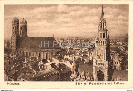 Munchen - Blick auf Frauenkirche und Rathaus - Munich - old postcard - Germany - unused - JH Postcards