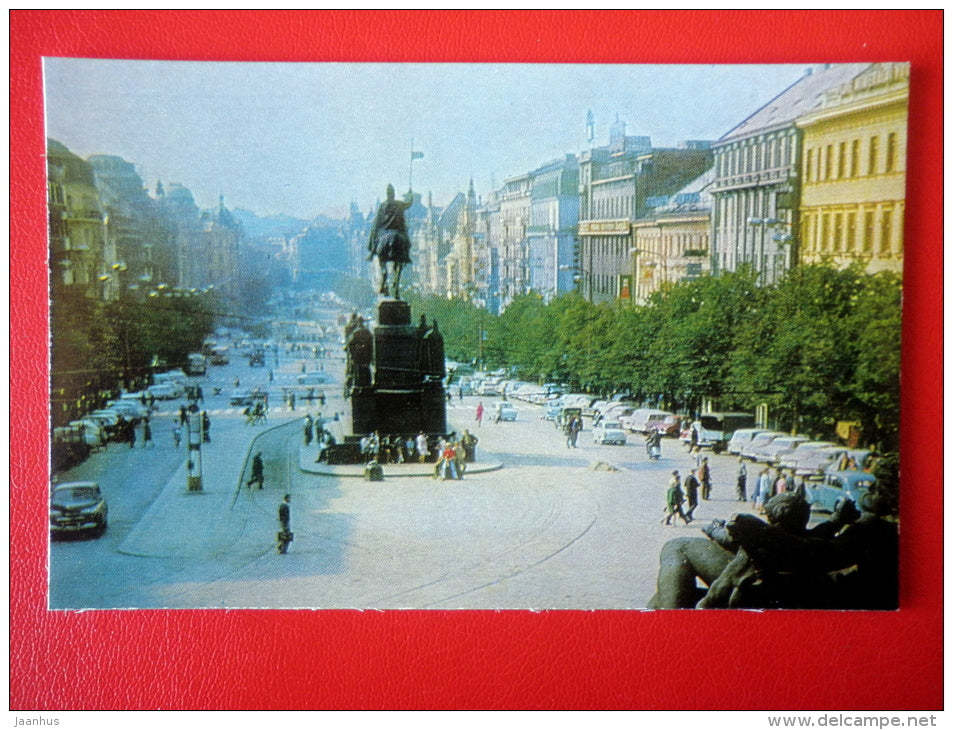 Wenceslas Square - cars - Prague - Praha - 1975 - Czech Republic - unused - JH Postcards