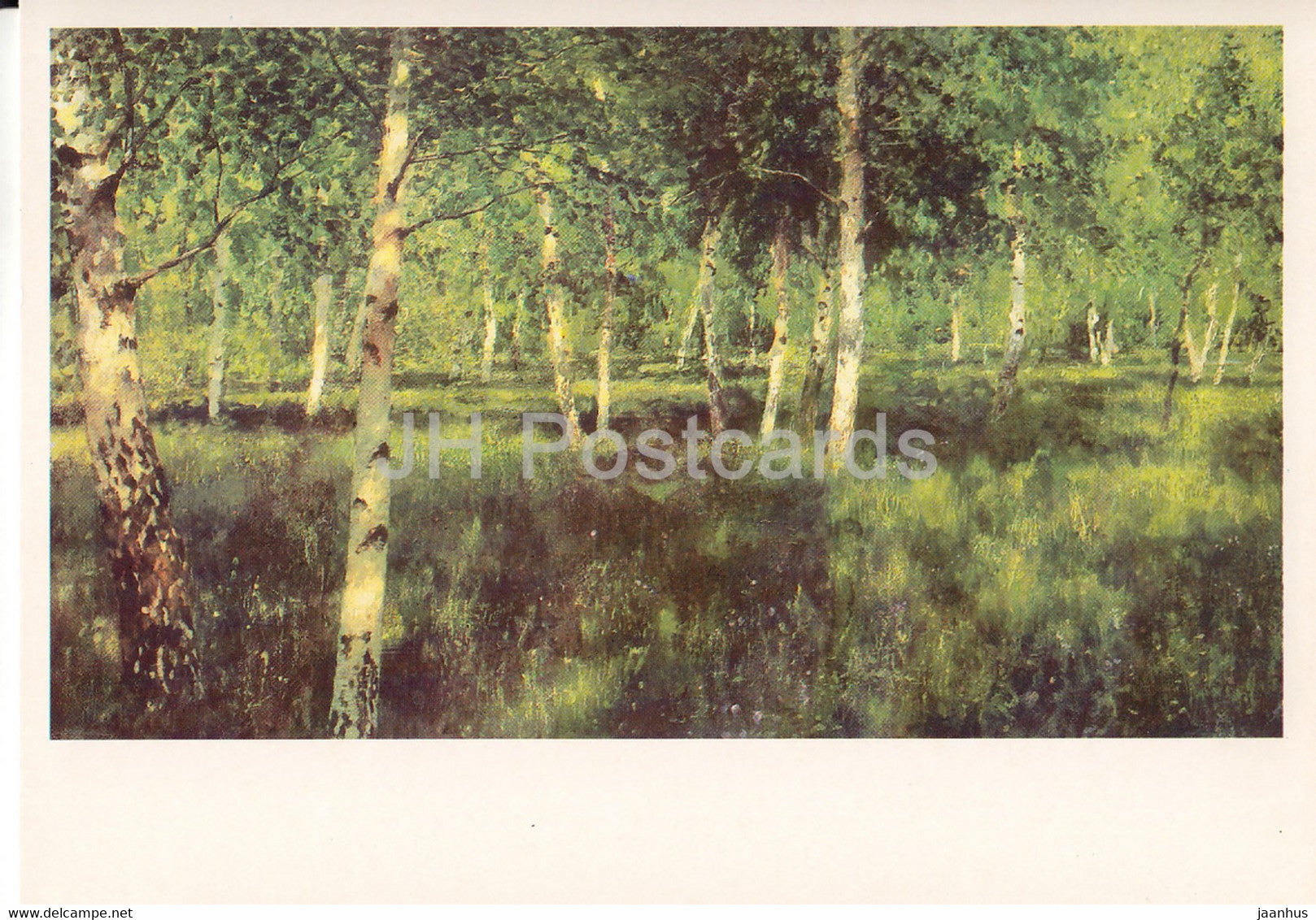 painting by I. Levitan - Birch Grove - Russian art - 1985 - Russia USSR - used - JH Postcards